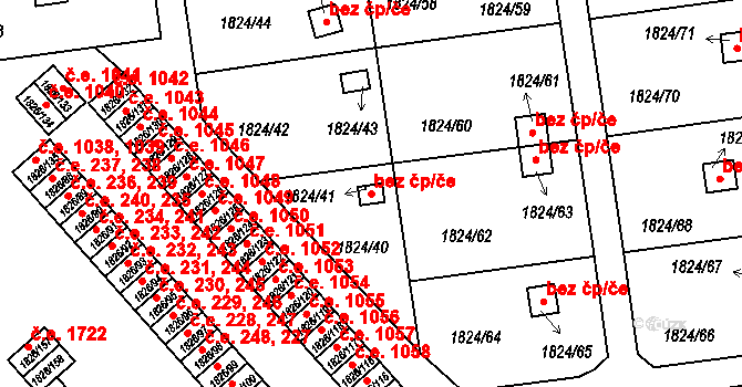 Pelhřimov 39930106 na parcele st. 1824/41 v KÚ Pelhřimov, Katastrální mapa