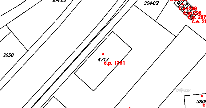 Zlín 1381 na parcele st. 4717 v KÚ Zlín, Katastrální mapa