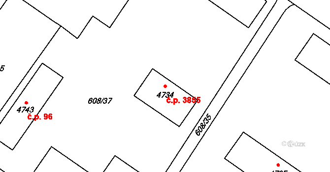 Zlín 3855 na parcele st. 4734 v KÚ Zlín, Katastrální mapa