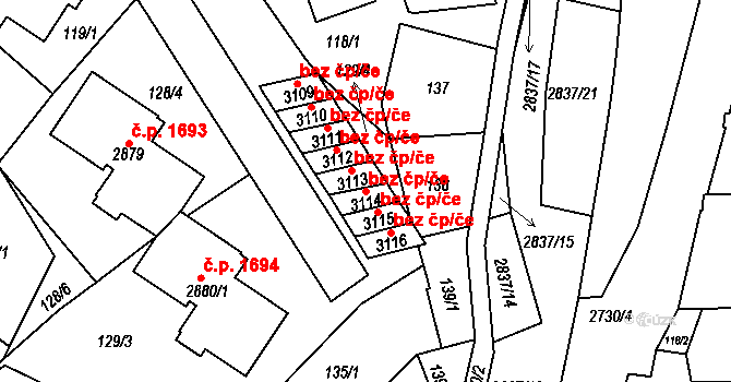 Choceň 45501106 na parcele st. 3114 v KÚ Choceň, Katastrální mapa