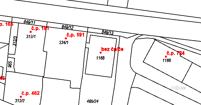 Osek 47920106 na parcele st. 1168 v KÚ Osek u Duchcova, Katastrální mapa