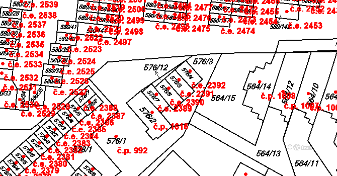 Bludovice 2390, Havířov na parcele st. 576/6 v KÚ Bludovice, Katastrální mapa