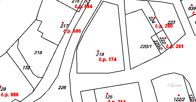 Nivnice 174 na parcele st. 219/1 v KÚ Nivnice, Katastrální mapa