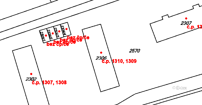 Beroun-Město 1309,1310, Beroun na parcele st. 2306 v KÚ Beroun, Katastrální mapa