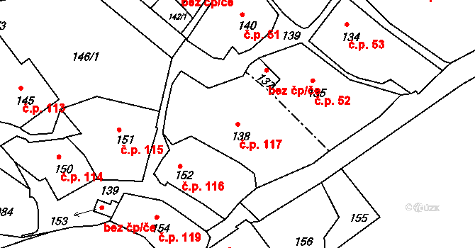 Štramberk 117 na parcele st. 138 v KÚ Štramberk, Katastrální mapa