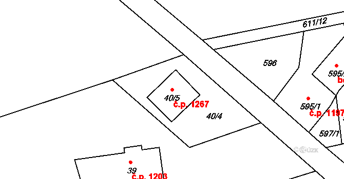 Příbor 1267 na parcele st. 40/5 v KÚ Klokočov u Příbora, Katastrální mapa