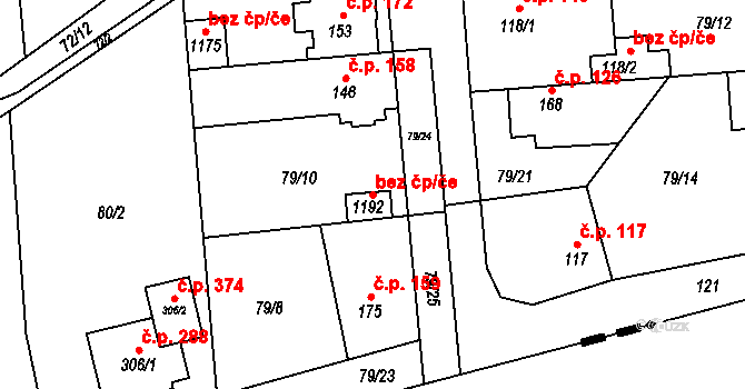 Hovorčovice 93390106 na parcele st. 1192 v KÚ Hovorčovice, Katastrální mapa