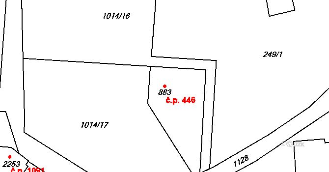 Červený Kostelec 446 na parcele st. 883 v KÚ Červený Kostelec, Katastrální mapa