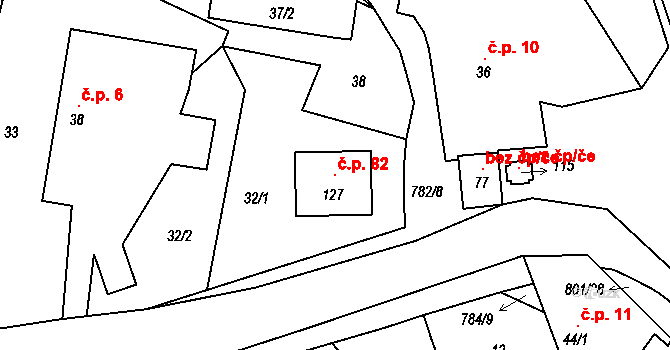 Srlín 82, Bernartice na parcele st. 127 v KÚ Srlín, Katastrální mapa
