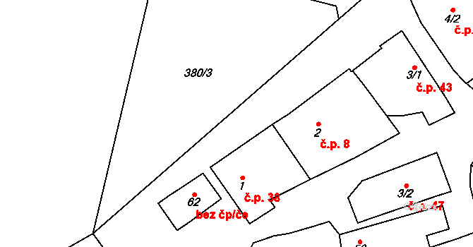 Bojanovice 38 na parcele st. 1 v KÚ Bojanovice u Znojma, Katastrální mapa