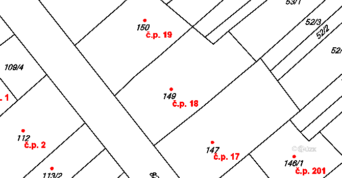Přerov VIII-Henčlov 18, Přerov na parcele st. 149 v KÚ Henčlov, Katastrální mapa