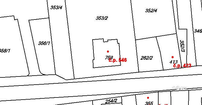 Lipník nad Bečvou I-Město 546, Lipník nad Bečvou na parcele st. 759 v KÚ Lipník nad Bečvou, Katastrální mapa