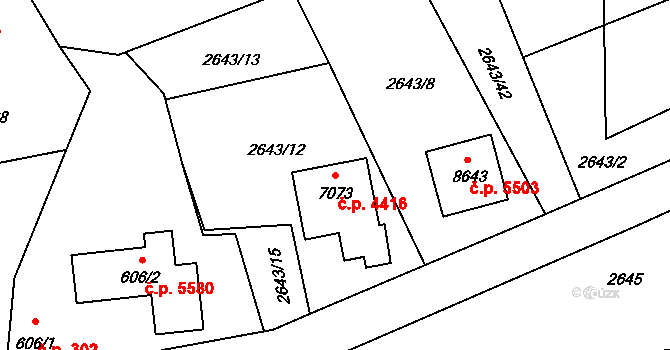 Zlín 4416 na parcele st. 7073 v KÚ Zlín, Katastrální mapa