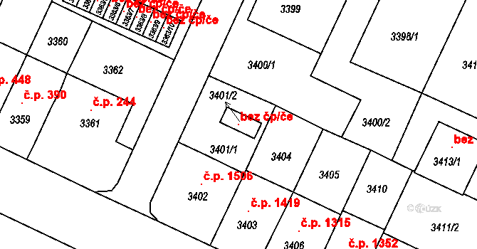 Litoměřice 120167107 na parcele st. 3401/2 v KÚ Litoměřice, Katastrální mapa