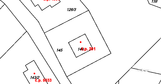 Proseč nad Nisou 291, Jablonec nad Nisou na parcele st. 144 v KÚ Proseč nad Nisou, Katastrální mapa