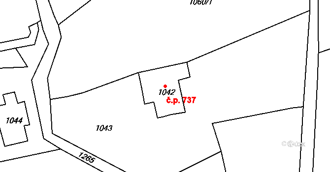 Desná III 737, Desná na parcele st. 1042 v KÚ Desná III, Katastrální mapa