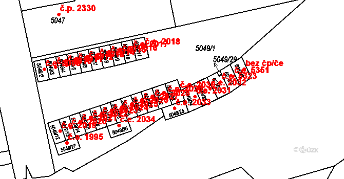 Jihlava 2030 na parcele st. 5049/23 v KÚ Jihlava, Katastrální mapa