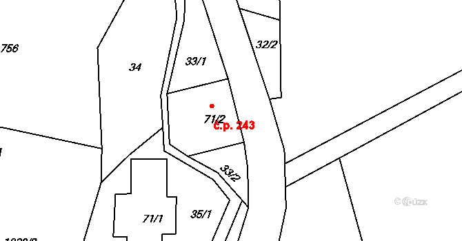 Heřmanice v Podještědí 243, Jablonné v Podještědí na parcele st. 71/2 v KÚ Heřmanice v Podještědí, Katastrální mapa