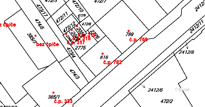 Tišnov 782 na parcele st. 816 v KÚ Tišnov, Katastrální mapa