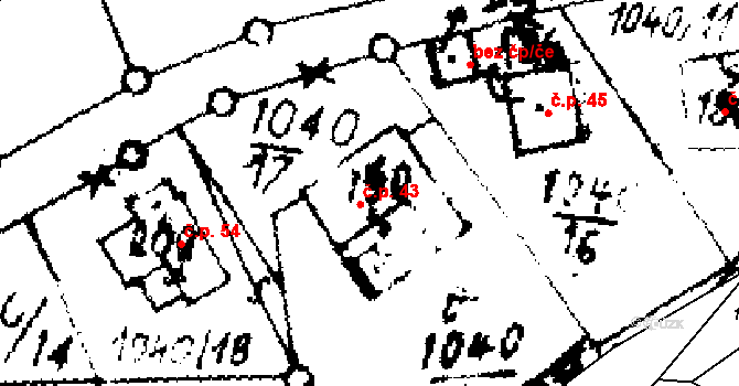 Zichovec 43 na parcele st. 190 v KÚ Zichovec, Katastrální mapa