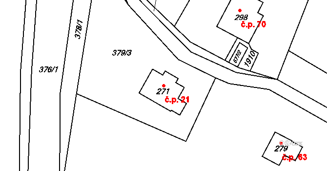 Loukov 21, Háje nad Jizerou na parcele st. 271 v KÚ Rybnice, Katastrální mapa
