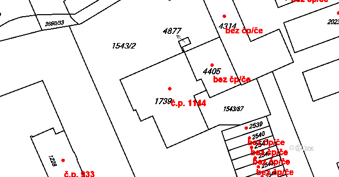 Rožnov pod Radhoštěm 1144 na parcele st. 1739 v KÚ Rožnov pod Radhoštěm, Katastrální mapa