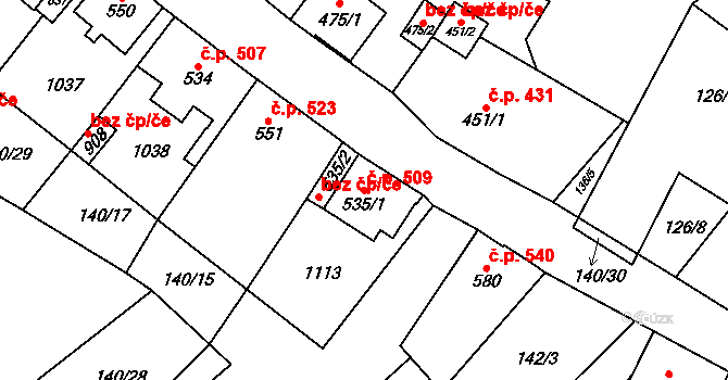 Kovářská 509 na parcele st. 535/1 v KÚ Kovářská, Katastrální mapa