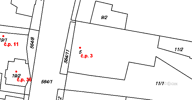 Kojatín 3 na parcele st. 5 v KÚ Kojatín, Katastrální mapa