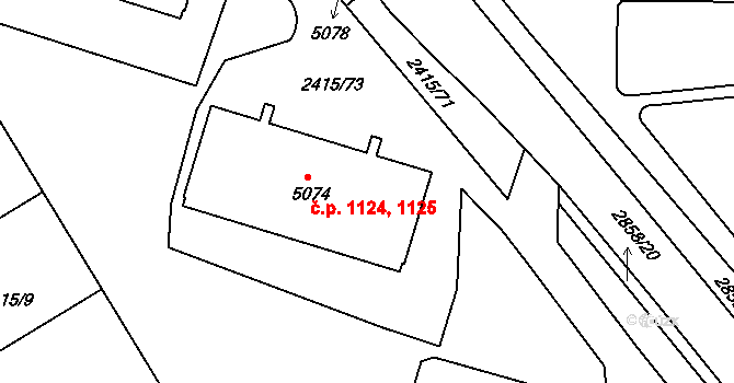 Chrudim IV 1124,1125, Chrudim na parcele st. 5074 v KÚ Chrudim, Katastrální mapa