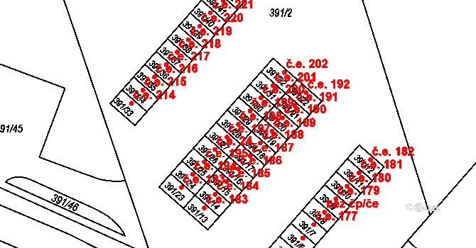 Pozorka 198, Dubí na parcele st. 391/28 v KÚ Dubí-Pozorka, Katastrální mapa