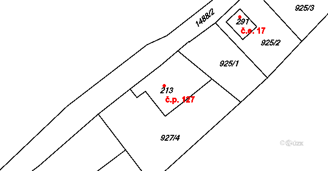 Hrozňatov 127, Cheb na parcele st. 213 v KÚ Starý Hrozňatov, Katastrální mapa