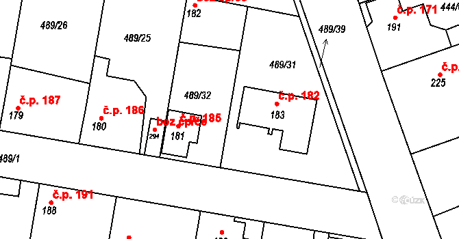 Ratenice 182 na parcele st. 183 v KÚ Ratenice, Katastrální mapa