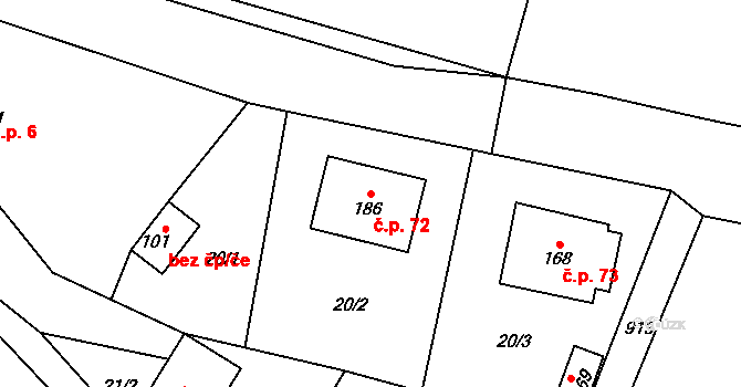 Ochoz 72, Nasavrky na parcele st. 186 v KÚ Ochoz u Nasavrk, Katastrální mapa
