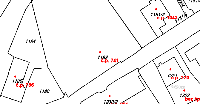 Šluknov 741 na parcele st. 1182 v KÚ Šluknov, Katastrální mapa