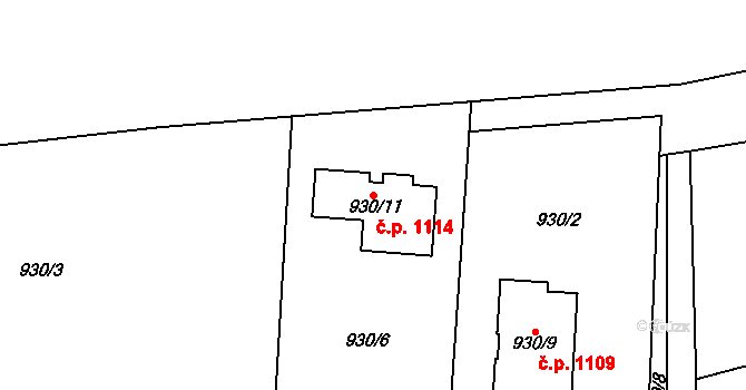 Bludovice 1114, Havířov na parcele st. 930/11 v KÚ Bludovice, Katastrální mapa