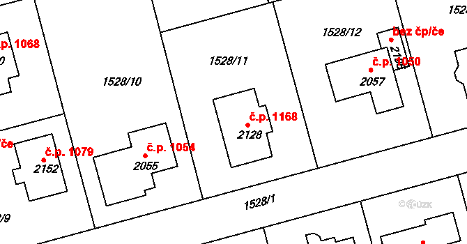 Dobřany 1168 na parcele st. 2128 v KÚ Dobřany, Katastrální mapa