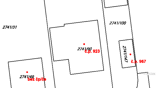 Bolatice 923 na parcele st. 2741/90 v KÚ Bolatice, Katastrální mapa