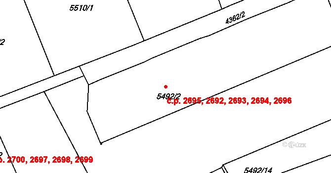 Varnsdorf 2692,2693,2694,2695, na parcele st. 5492/2 v KÚ Varnsdorf, Katastrální mapa