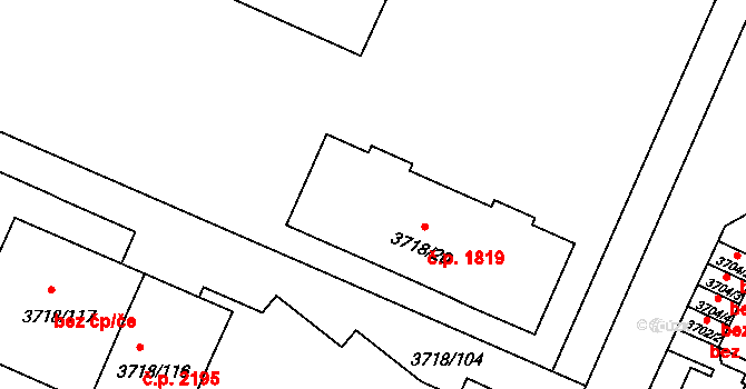 Předměstí 1819, Litoměřice na parcele st. 3718/20 v KÚ Litoměřice, Katastrální mapa
