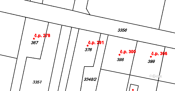 Sepekov 291 na parcele st. 376 v KÚ Sepekov, Katastrální mapa