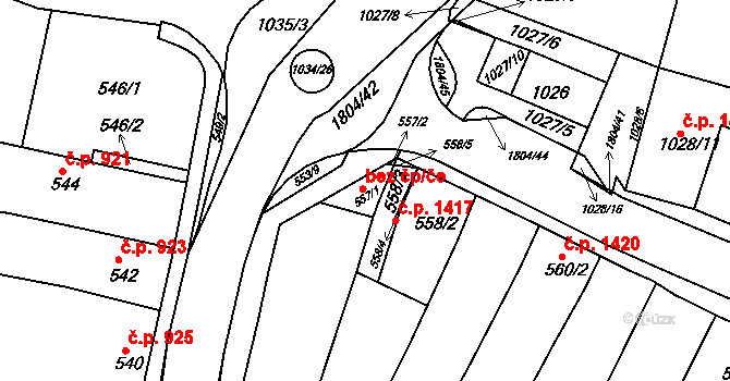 Brumov-Bylnice 38879107 na parcele st. 557/1 v KÚ Brumov, Katastrální mapa