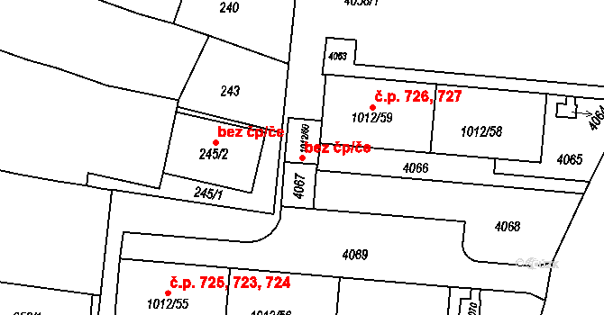 Brno 39475107 na parcele st. 1012/60 v KÚ Komín, Katastrální mapa