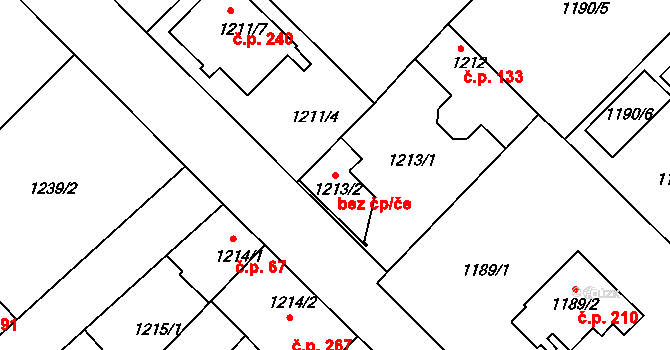 Jirny 42037107 na parcele st. 1213/2 v KÚ Jirny, Katastrální mapa