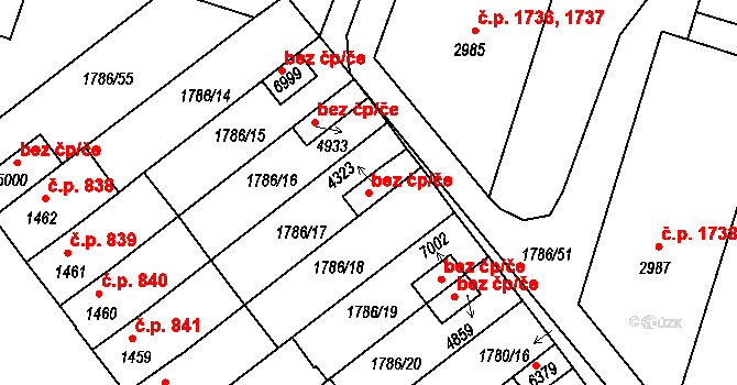 Písek 42147107 na parcele st. 4323 v KÚ Písek, Katastrální mapa