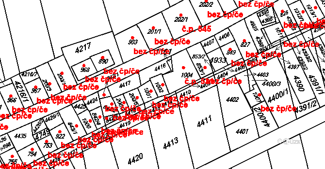 Bořetice 42338107 na parcele st. 1002 v KÚ Bořetice u Hustopečí, Katastrální mapa