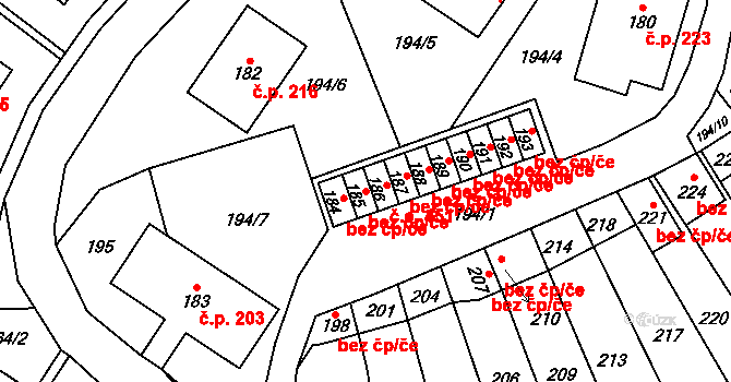 Povrly 450 na parcele st. 185 v KÚ Povrly, Katastrální mapa