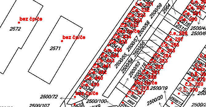 Hustopeče 436 na parcele st. 2539 v KÚ Hustopeče u Brna, Katastrální mapa