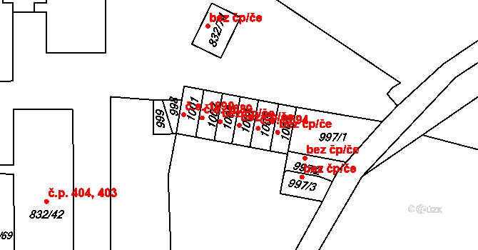Děčín 47239107 na parcele st. 1004 v KÚ Boletice nad Labem, Katastrální mapa