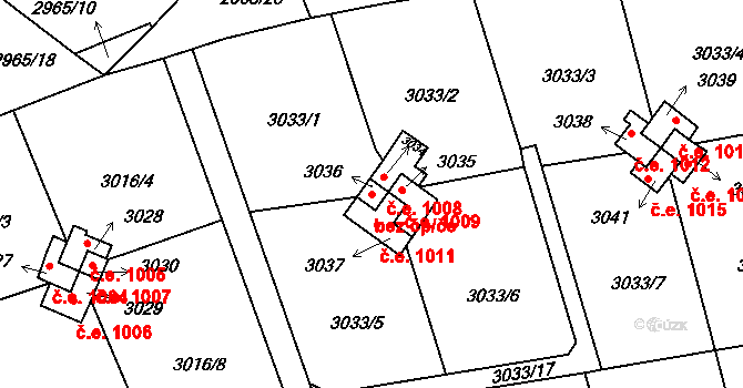 Planá nad Lužnicí 1010 na parcele st. 3036 v KÚ Planá nad Lužnicí, Katastrální mapa