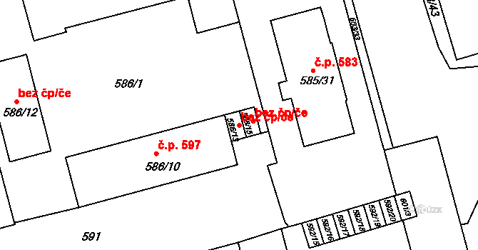 Brno 49658107 na parcele st. 586/13 v KÚ Ponava, Katastrální mapa